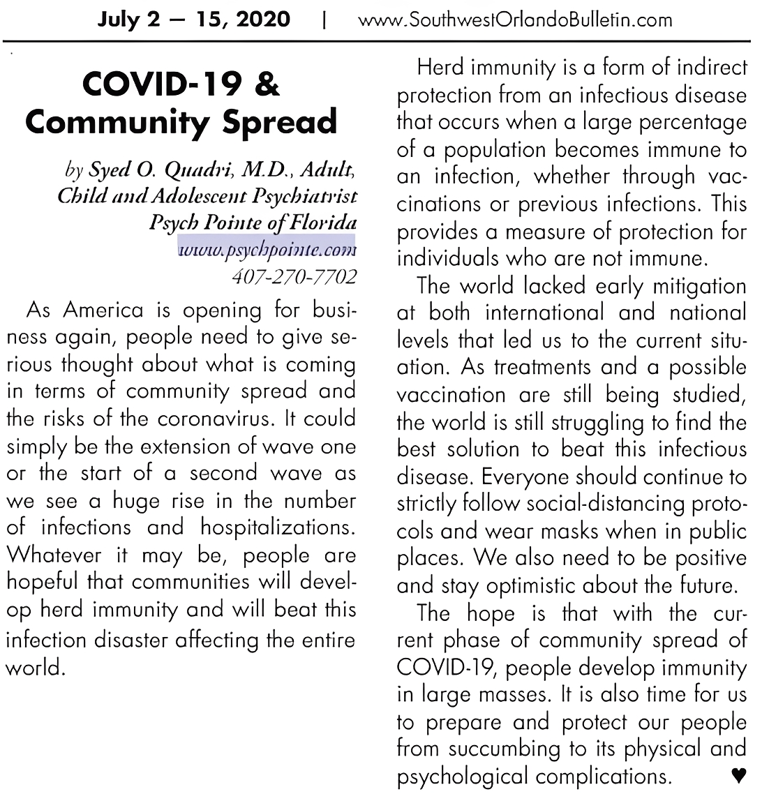 Article on COVID-19 and community spread.